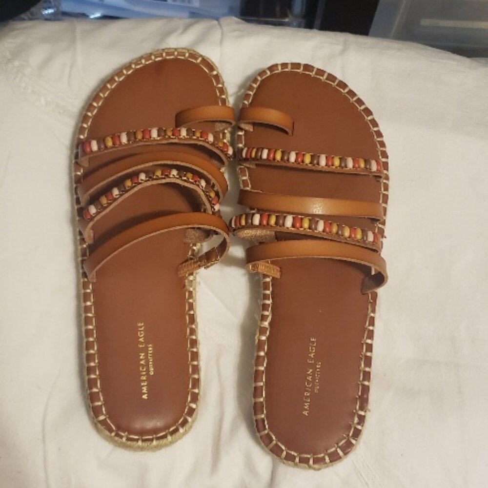 American Eagle Outfitters Beaded Sandal Espadrille Toe Size 9
